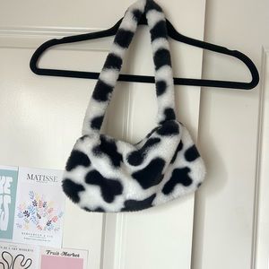 SHEIN fluffy cow print small purse